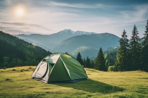 buiten tent en landschapsconcept