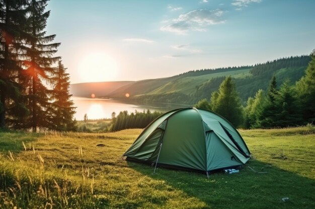 buiten tent en landschapsconcept