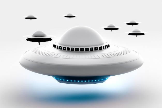 buitenaards ruimteschip dat in de lucht ufo 3d vliegt