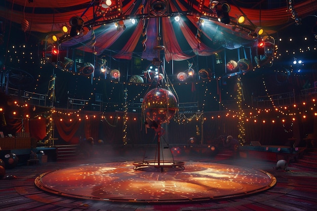 Foto buitenaardse circus met artiesten met