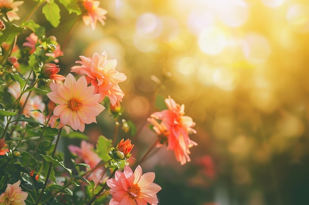 Buitenbloemen achtergrond met tekstruimte