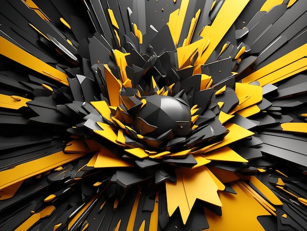 Buitengewone 3D-illustratie Abstracte geometrische achtergrond Explosiekrachtontwerp met verpletterend oppervlak