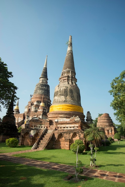 Buitenkant van de wat yai chai mongkhon tempel