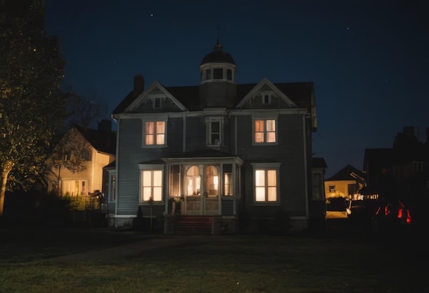 Foto buitenkant van een houten landhuis