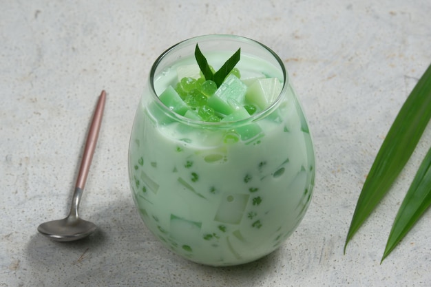 buko pandan or buko salad usually sliced as a young coconut saladis a Filipino fruit salad dessert