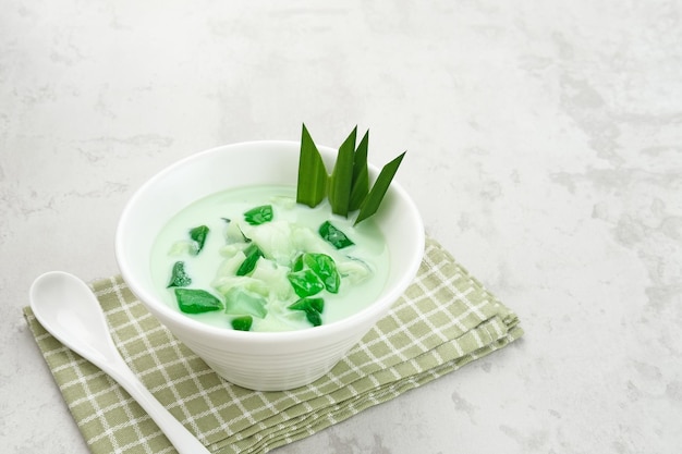 Buko Pandan, a dessert from Philippines, made from jelly, young coconut, evaporated milk