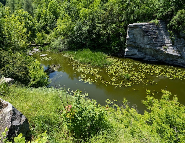 Buky Canyon zomer landschap Hirskyi Tikych rivier Cherkasy regio Oekraïne