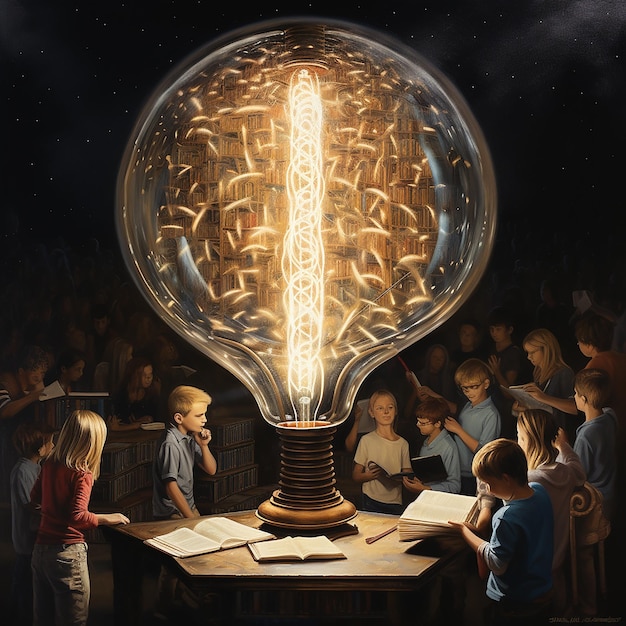 a bulb of education and light generated by AI