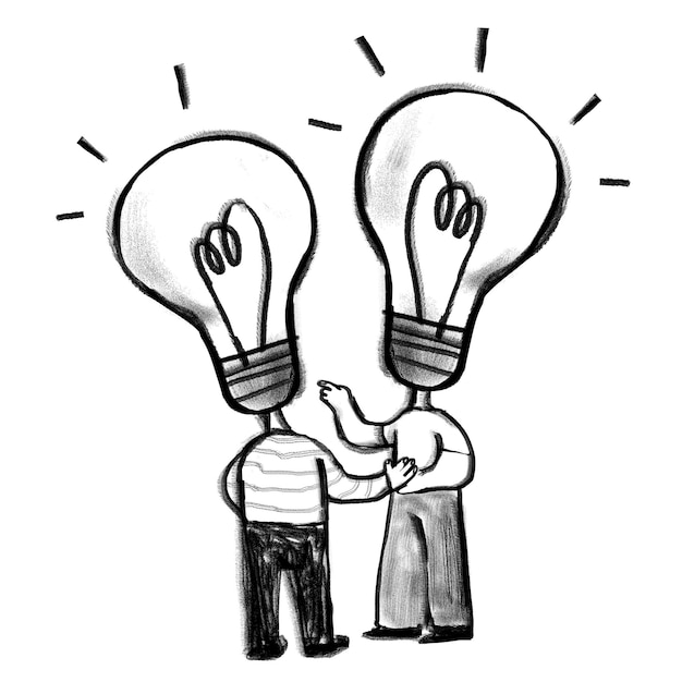Bulb hoofd mensen png bespreken ideeën doodle transparante achtergrond