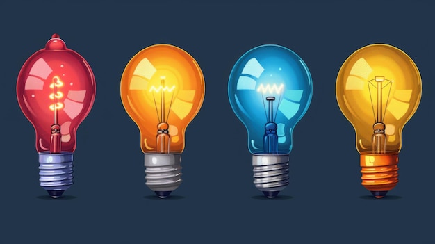 Photo bulb icon set isolated modern illustration templates