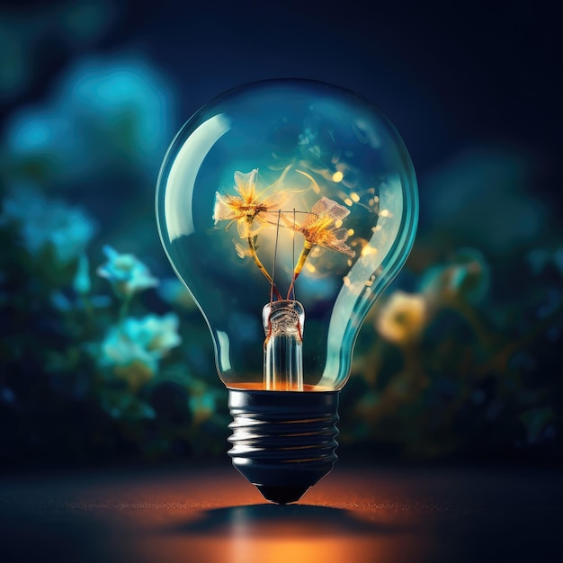 Bulb with colorful light creative concept photo realistic