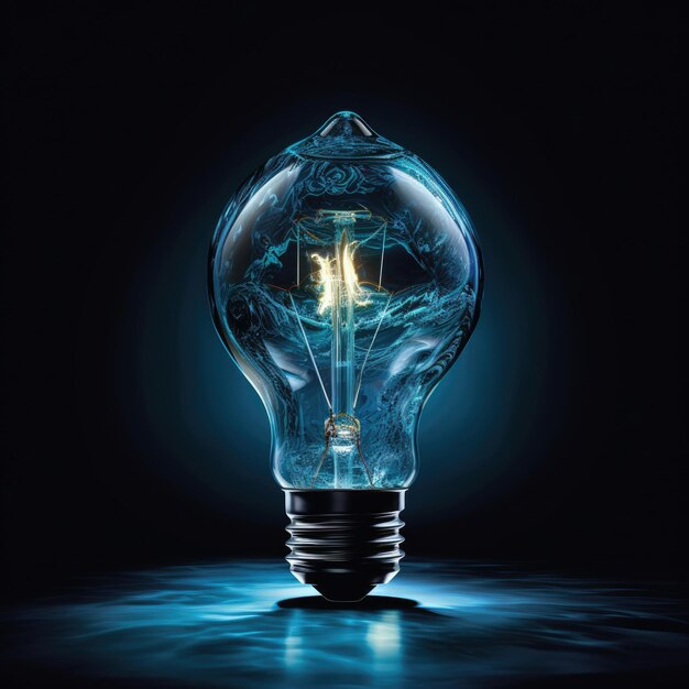 Bulb with colorful light creative concept photo realistic