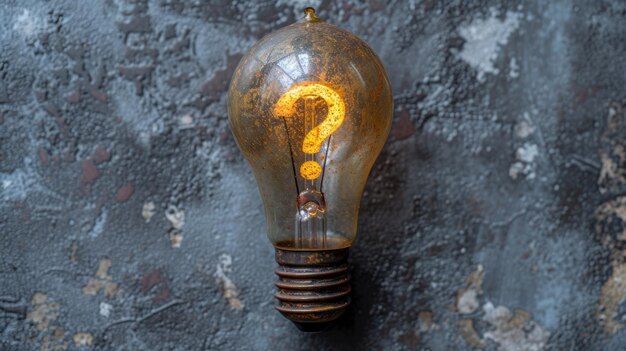 bulb with question mark on grey color background