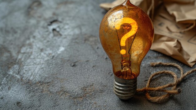 bulb with question mark on grey color background