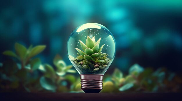 The bulb with trees are in the light made with Generative AI