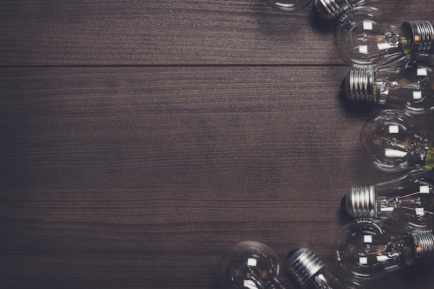 Bulbs over wooden background