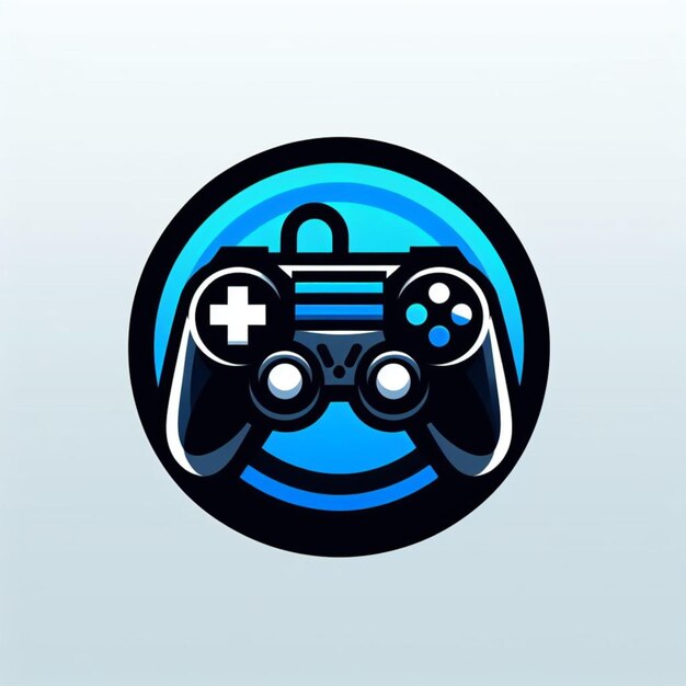 Photo bule and black gamer logo white background png