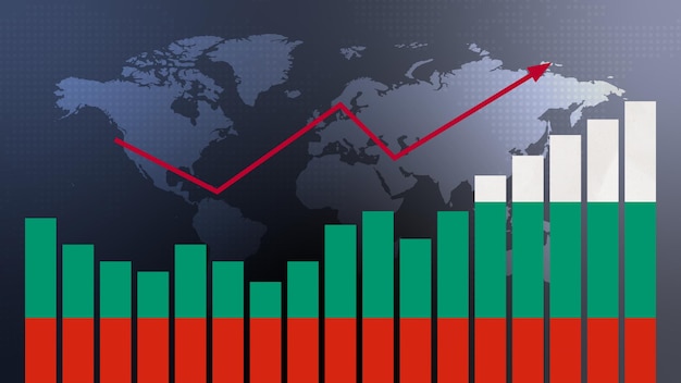 Bulgaria bar chart graph with ups and downs increasing values