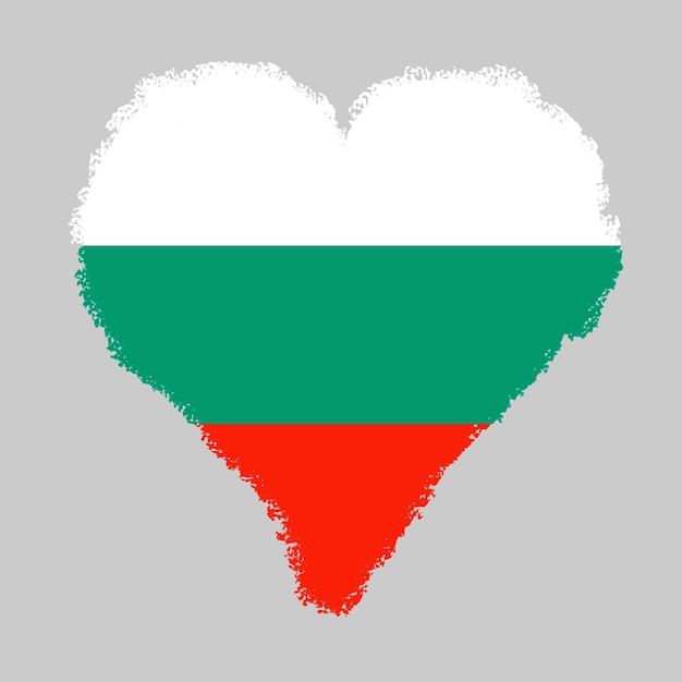 Bulgaria colorful flag in heart shape with brush stroke style isolated on grey background