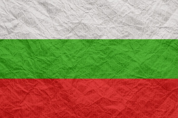 Bulgaria flag on old crumpled craft paper Textured background wallpaper for design