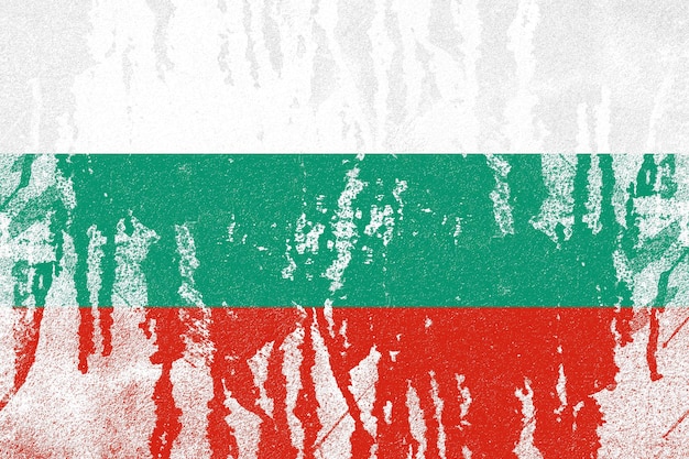 Bulgaria flag painted on old distressed concrete wall background