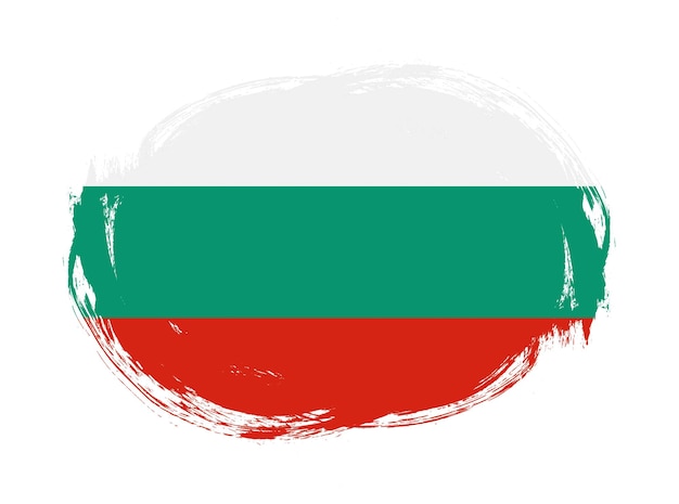 Bulgaria flag in rounded stroke brush background