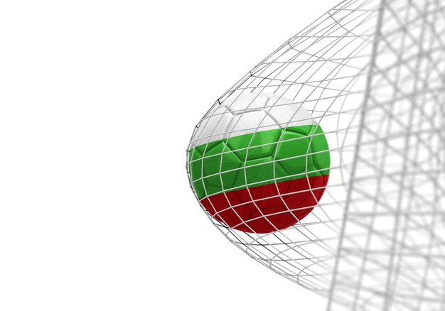 Bulgaria flag soccer ball scores a goal in a net