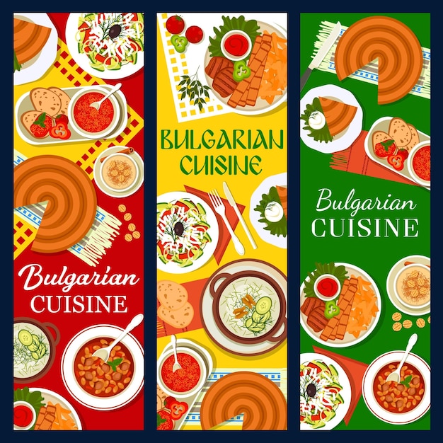 Bulgarian cuisine restaurant menu vector banners