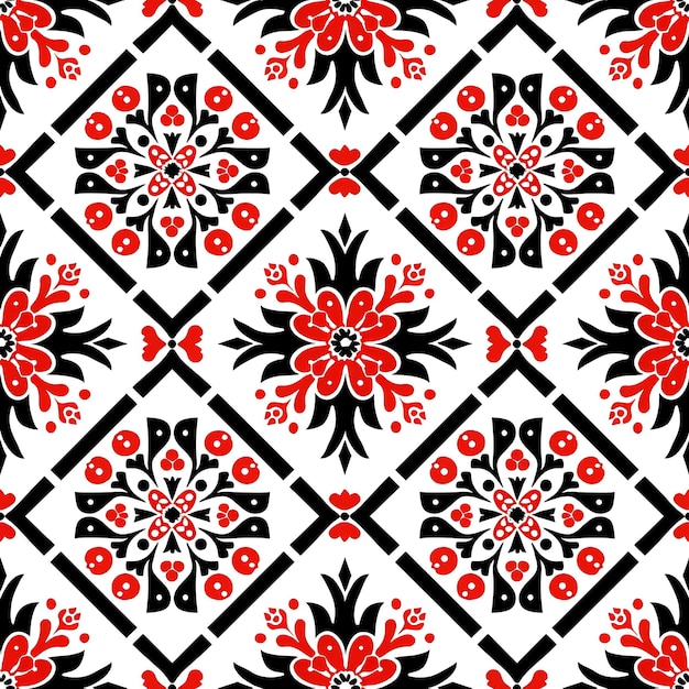 Bulgarian Patterns With Traditional Rugs Roses and Geometric Seamless Tile National Art Design Ink