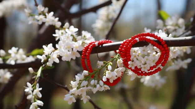 Foto simbolo bulgaro del braccialetto di primavera martenitsa