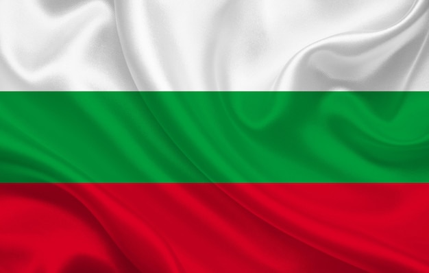 Bulgarije land vlag op golvende zijde stof achtergrond panorama - illustratie