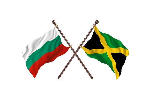 Bulgarije versus Jamaica Twee landen vlaggen achtergrond