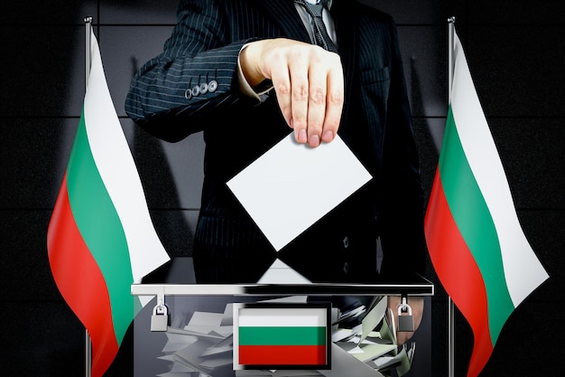 Bulgarije vlaggen hand laten vallen stemkaart verkiezing concept 3D illustratie