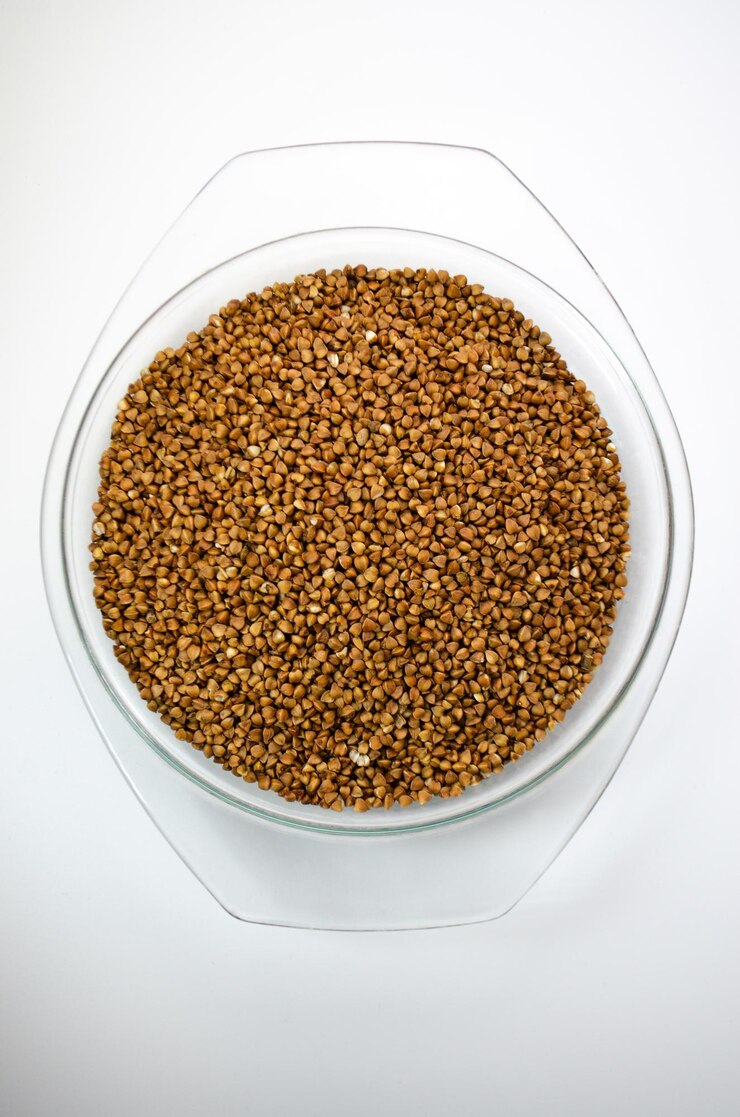 Bulk buckwheat groats in a bowl
