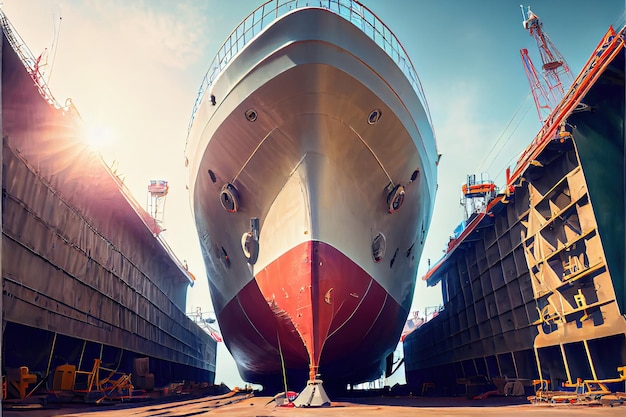 Bulk head of the commercial ship in floating dry dock