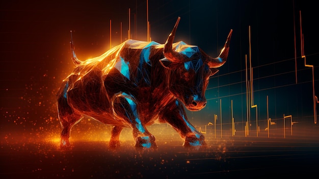 Bull-aandelenmarkt op de achtergrond van de grafiek