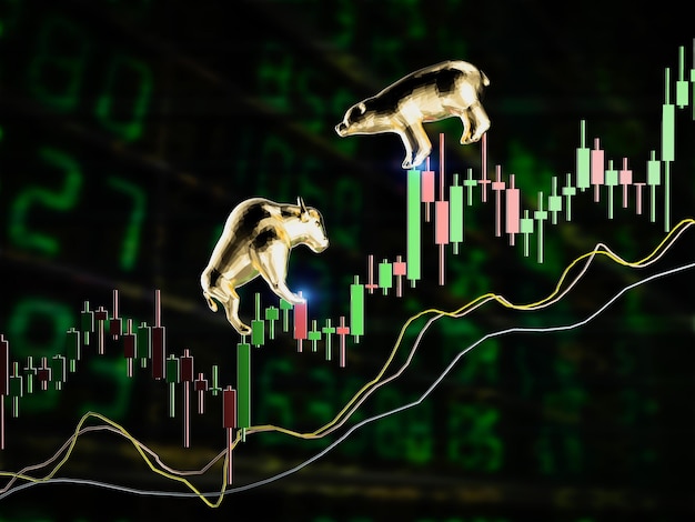 Bull and bear economy concept with bull and bear confront