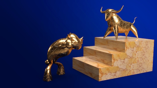 Фото 3d-рендеринг bull bear gold для бизнес-контента