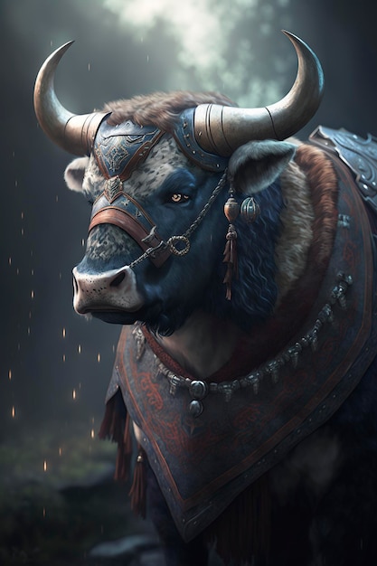 bull character with RPG game model, creative ai