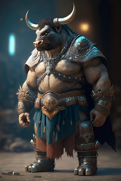 персонаж-бык с игровой моделью RPG, творческий искусственный интеллект