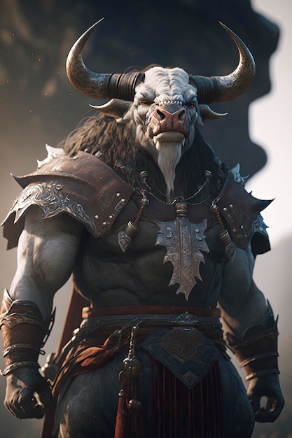 bull character with RPG game model, creative ai