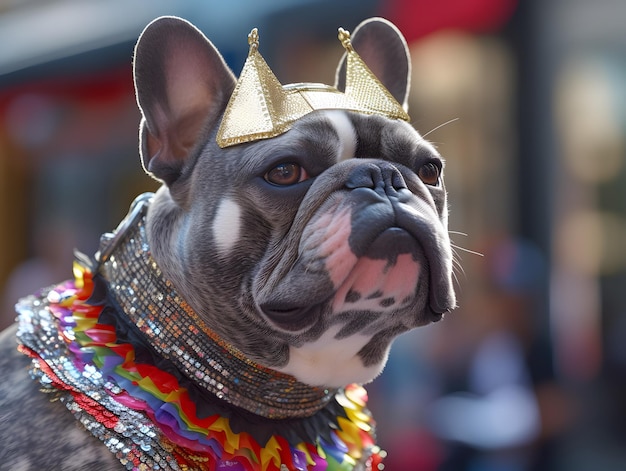 Bull dog in pride parade Concept of LGBTQ pride AI generated