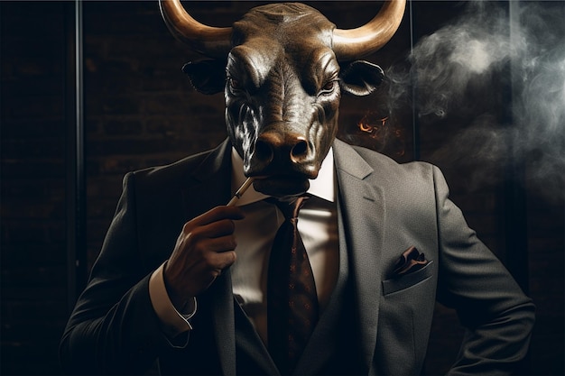 bull dressed businssman