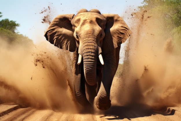 Bull elephants powerful charge captured in slow motion