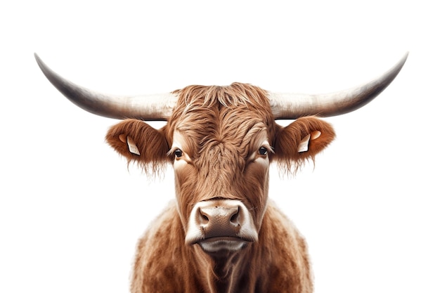 Bull Face Shot Isolated on a transparent Background Generative Ai