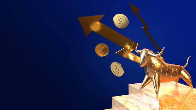  bull  gold 3d rendering for business content.