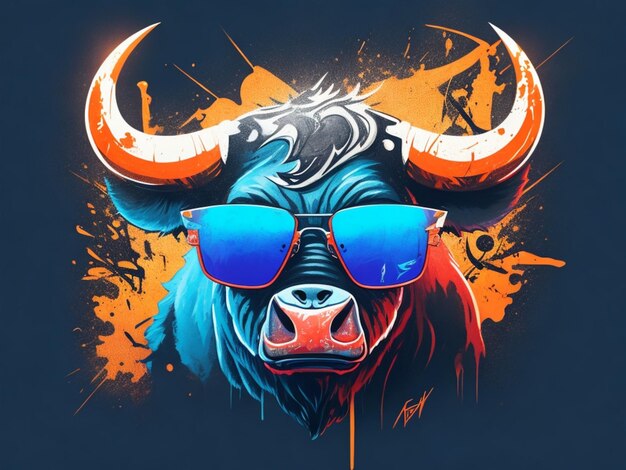 Bull head logo concept buffalo mascot illustration AI GENERATED