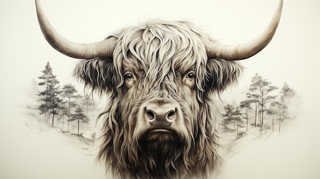 Photo bull illustration hd 8k wallpaper stock photographic image