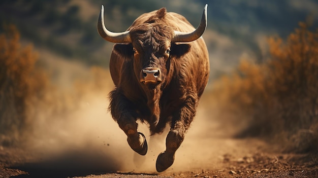 bull is angry in the forest