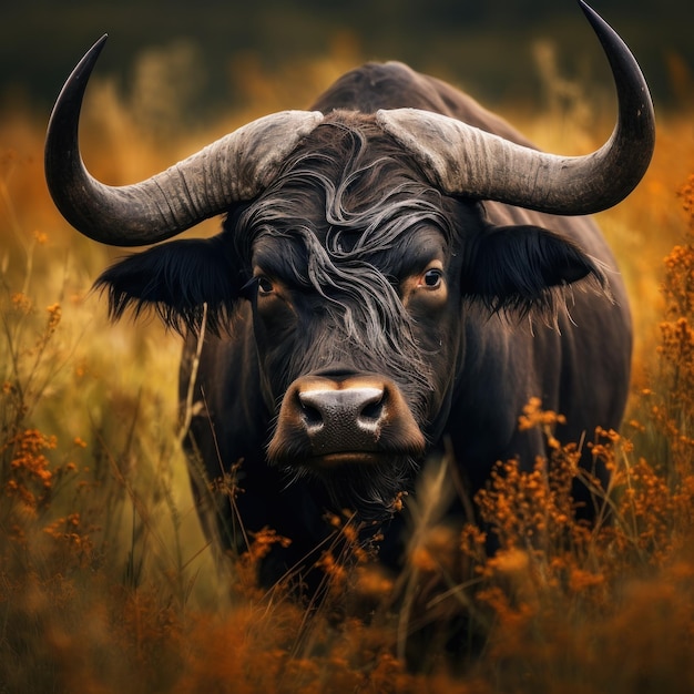 Bull in its Natural Habitat Wildlife Photography Generative AI